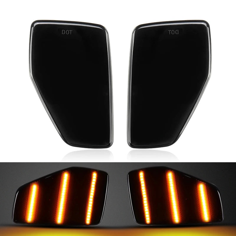 2Pcs For Hummer H3 H3T 2005-2010 Clear & Smoked Lens LED Side Marker Lamp Amber Front Side Fender Turn Signal Lights