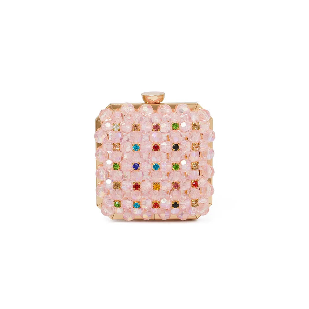 2026 Spring & Summer New Arrival - European & American Fashion Chain Mini Square Bag Acrylic handcrafted beaded mini women’s bag
