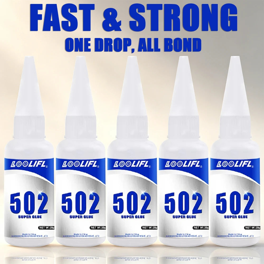 502 Super Glue Instant Adhesive Fast Strong Quick Dry Glue for Metal Plastic Wood Ceramic Rubber Jewelry DIY Repair Bonding Tool