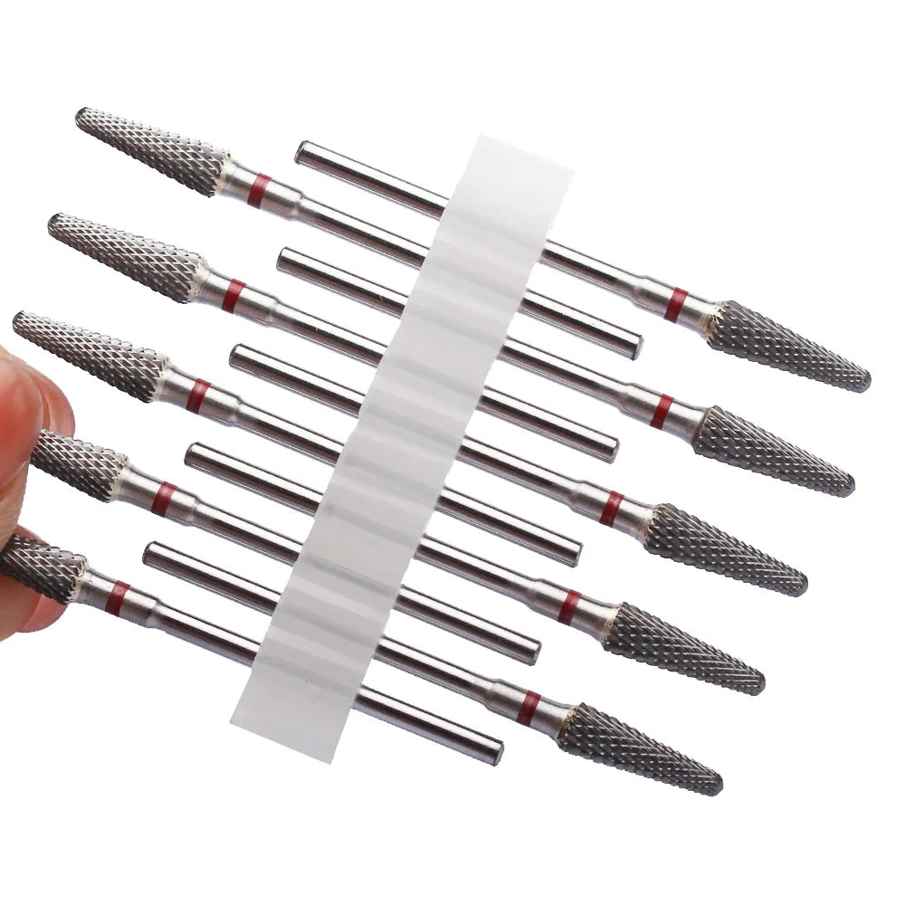 10pc Carbide Manicure Drills Nail Drill Bits Set Milling Cutters Kits Gel Polish Remover Files Electric Burr Tools Accesstries