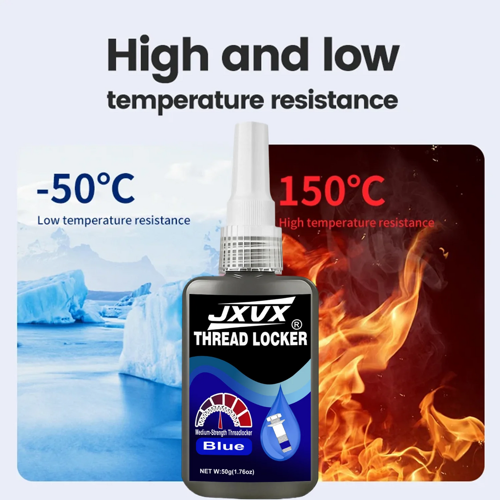 Blue/Red Medium to High Strength Threadlocker Quick-Drying Screw Locking Agent 50ml Anaerobic 243/271 Thread Locking Liquid Strong Anti-Slip Thread Fixing Adhesive Impact-Resistant, Anti-Loosening,  Rust-Proof.