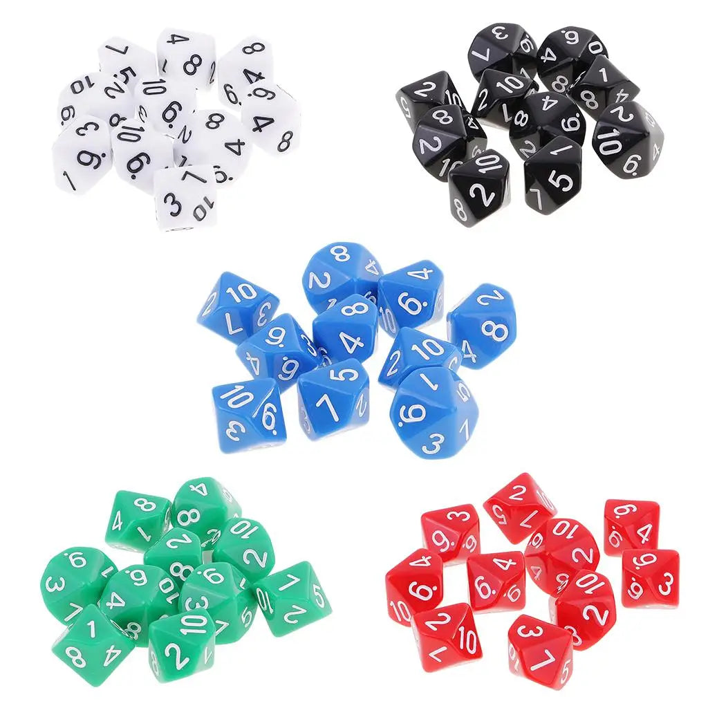 MagiDeal 10pcs 10 Sided Dice D10 Polyhedral Dice for Games White
