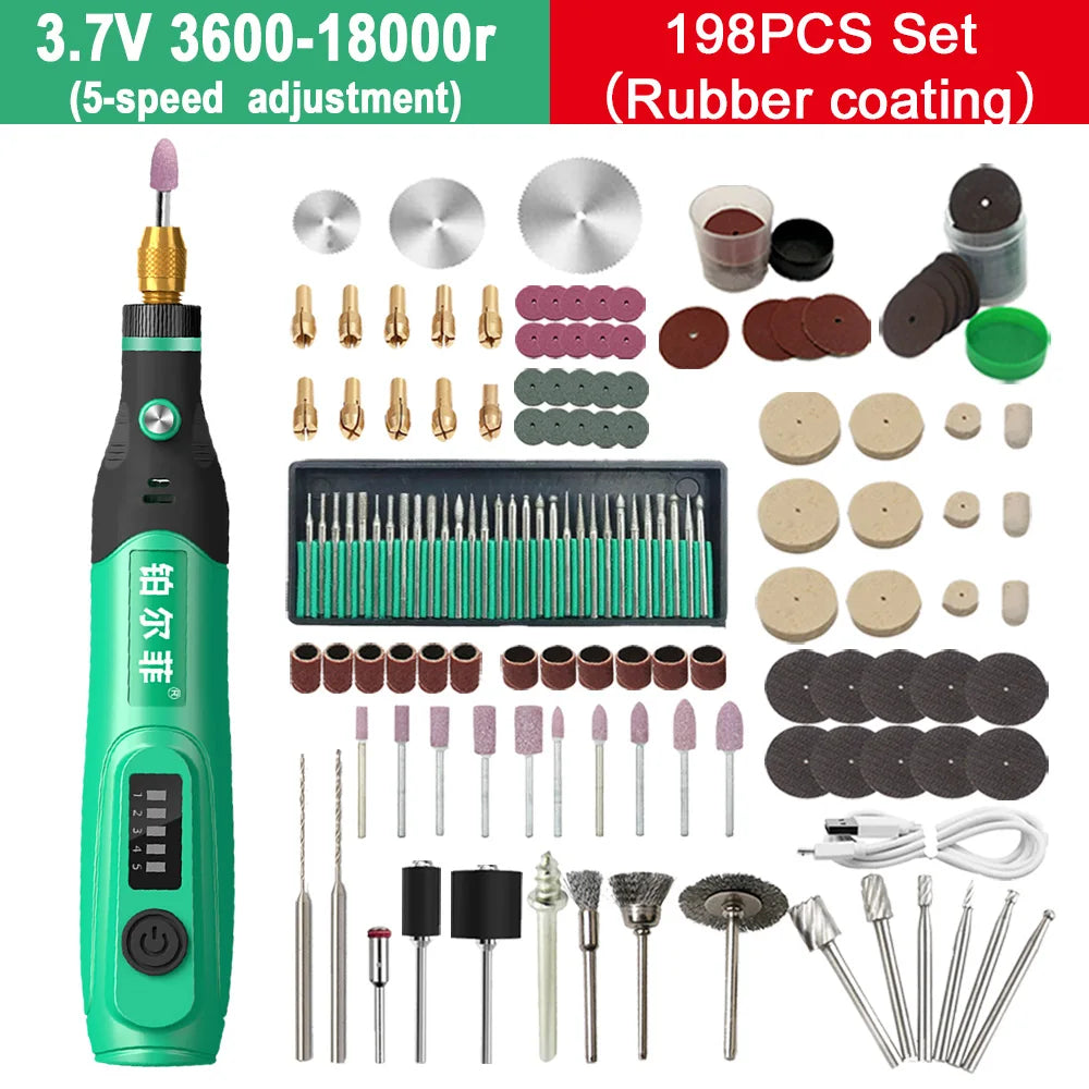 5000-20000r 4.2V Engraver Electric Drill Mini Grinder Engraving Pen Drilling Machine Cordless Rechargeable Micro Rotary Tool Kit