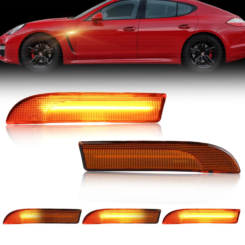 2X Front Side Marker Light Fender Light Turn Signal Light W/LED For 2009 210 2011 2012 2013 2014 2015 2016 Porsche Panamera 970