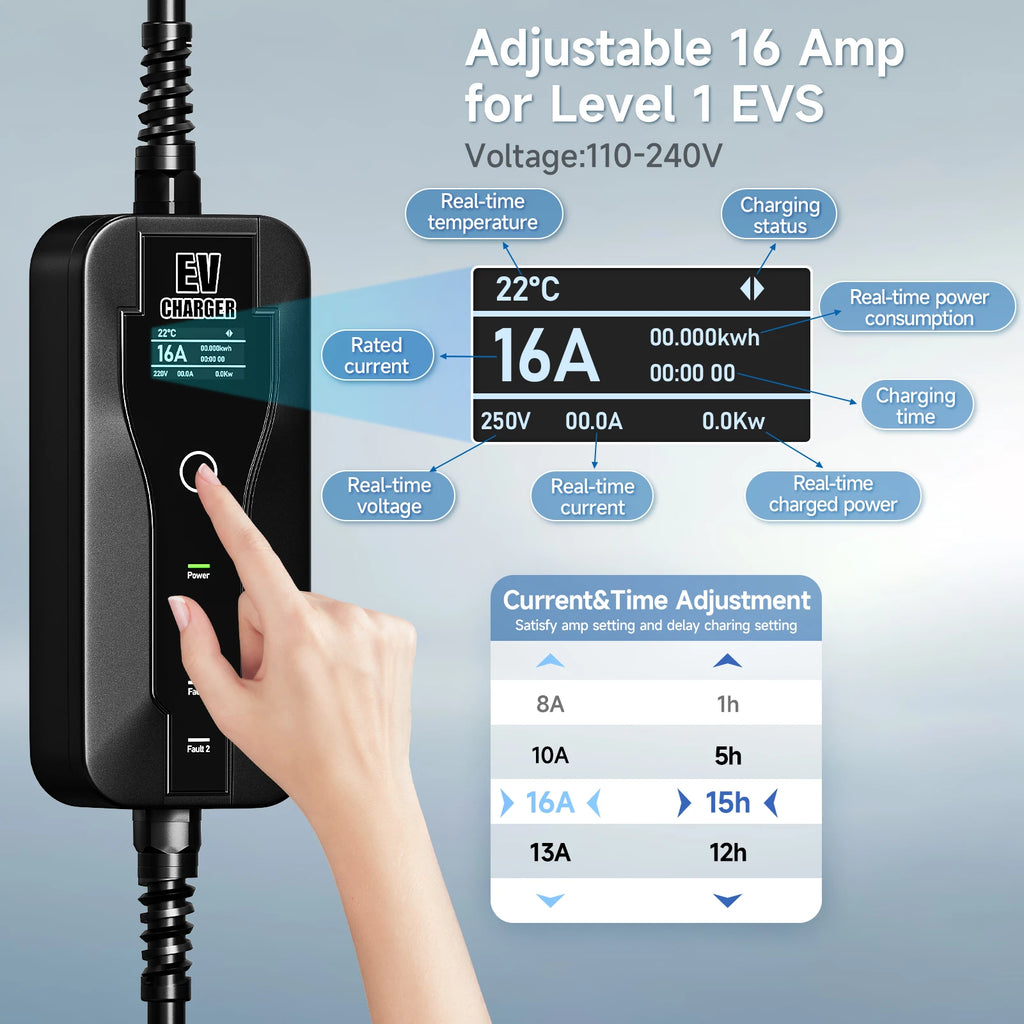AFYEEV 16A 3.6kw 5m Type2 Type1 EV Charger Portable GBT Electric Vehicle Charger EVSE Charging Cable Safety and Reliable Wallbox