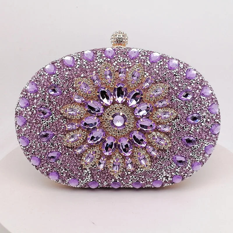 Diamond Crystal Women Make Up Cosmetic Evening Shoulder Messenger Clutch Bag Phone Purse Handbag Golden Silvery Red Pink Black