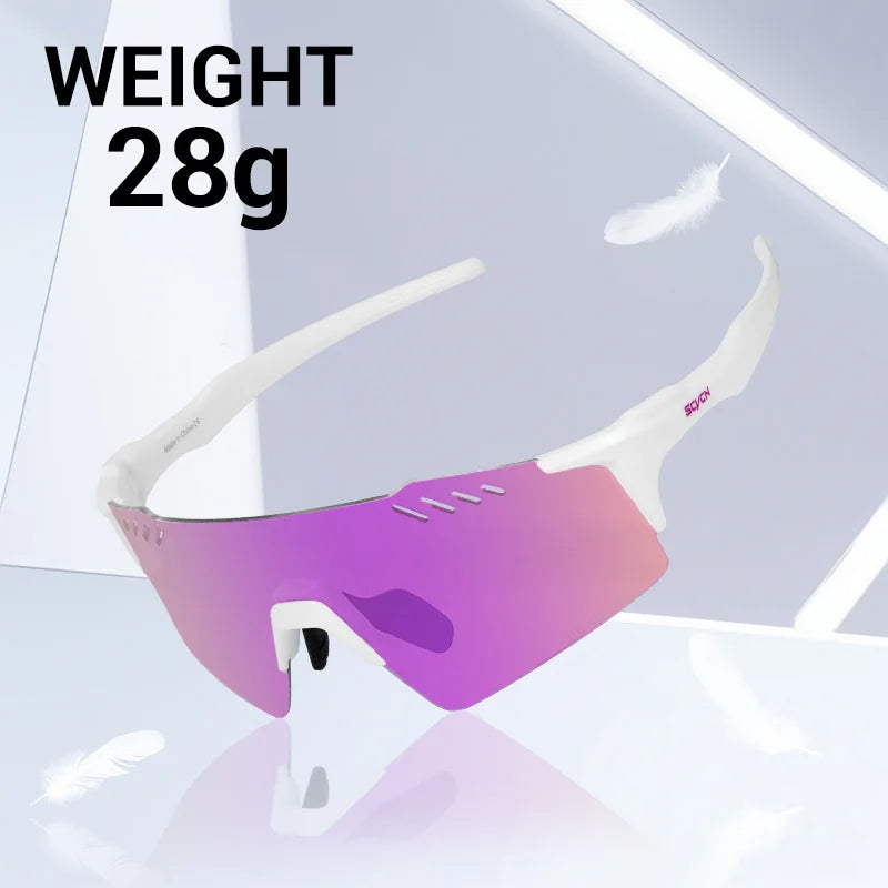 SCVCN Frameless Cycling Glasses UV400 Photochromic Bicycle Riding Eyewear Bike Running Equipment Sports MTB Outdoor Sport Hiking