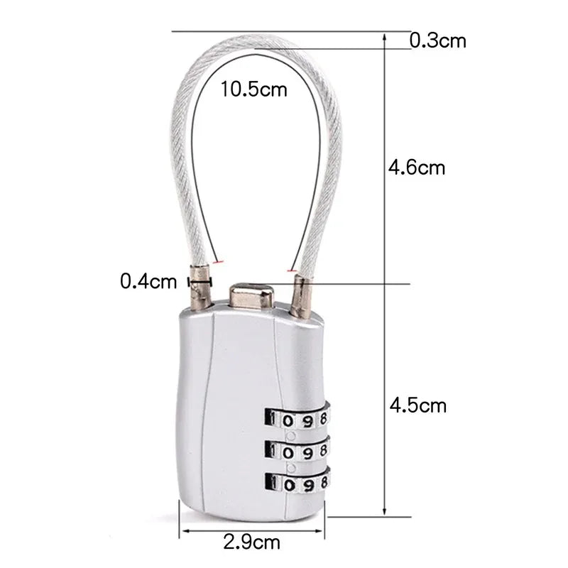 TSA Customs Lock 3 Digit Combination High Security Helmet Lock for Travel Backpack Suitcase Password Padlock Anti-theft Lock