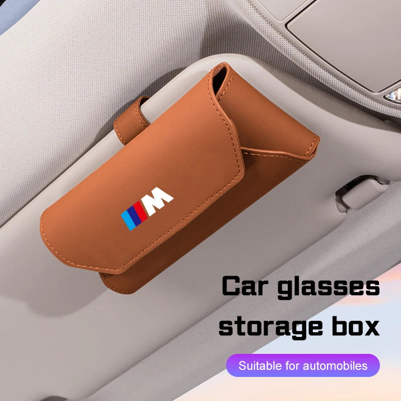For BMW M M3 M5 E36 E39 E46 E60 E70 E90 E91 E92 F10 F40 G01 G70 Leather Car Visor Glasses Case Sunglasses Box Eyeglasses Storage