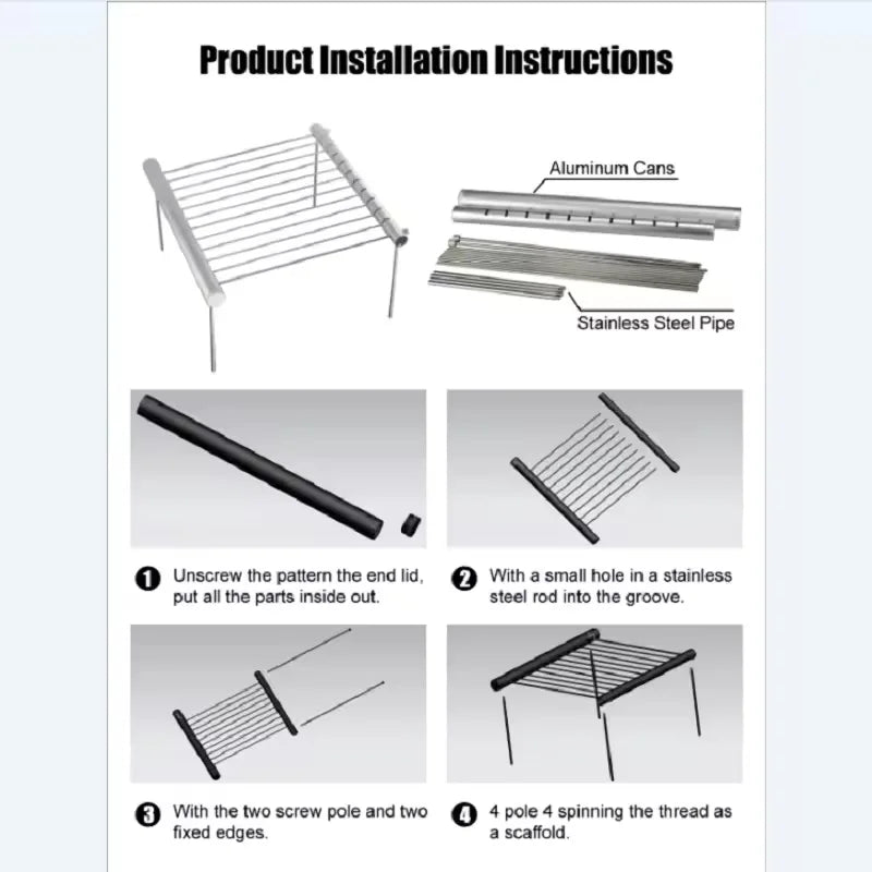NEW Portable Stainless Steel BBQ Grill Folding Charcoal Barbeque Mesh for Camping Picnics Travel Backpacking Survial Grill Tools