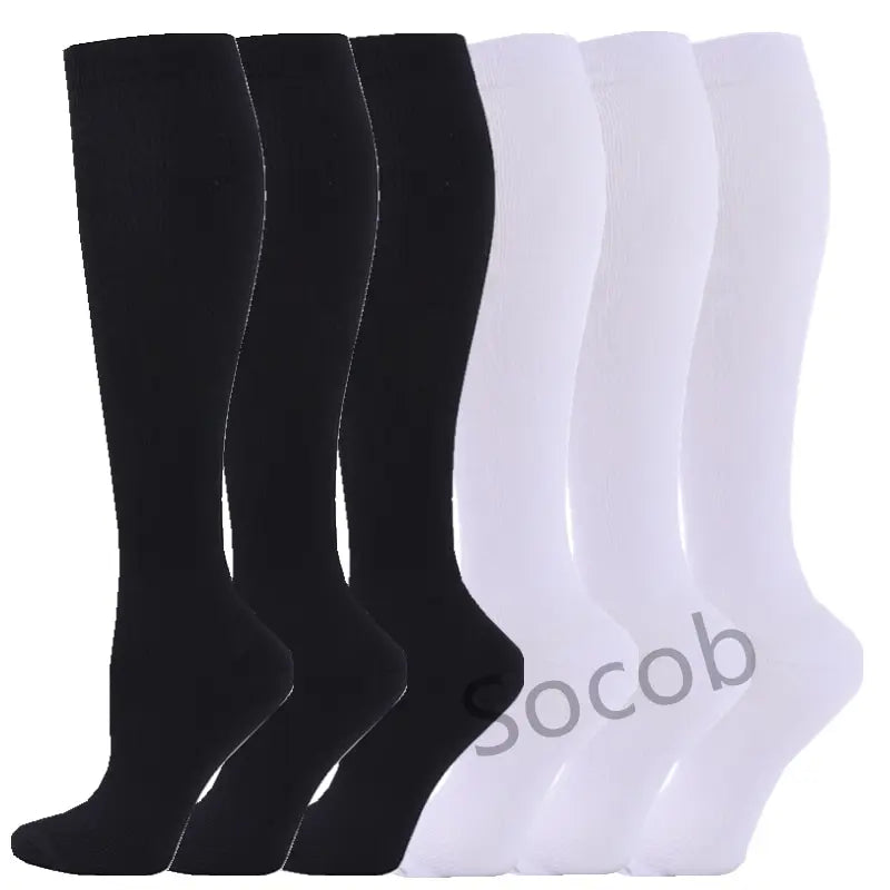 6/7 Pairs Compression Socks Varicose Diabetes Sock Running Cycling Hiking Touring Bicycle Marathon Outdoor Rugby Edema Long Tube
