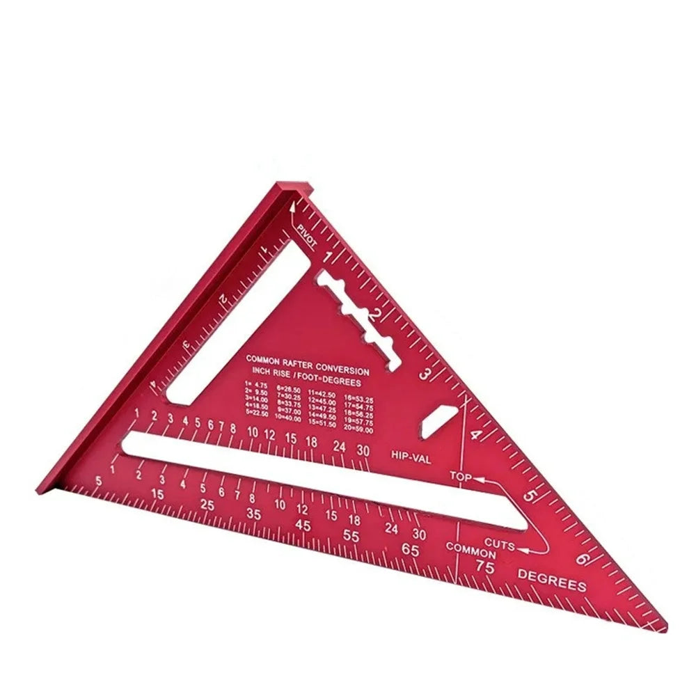 New 7Inch Triangle Ruler Measurement Tool Aluminium Alloy Carpenter Tools Inch Metric Angle Ruler Speed Square Woodworking Tools