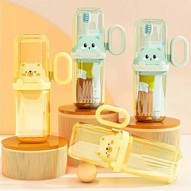 Cartoon Cup Lid Integrated Toothbrush Box Travel Portable Elephant Toothpaste Toothbrush Holder Student Dormitory Holder
