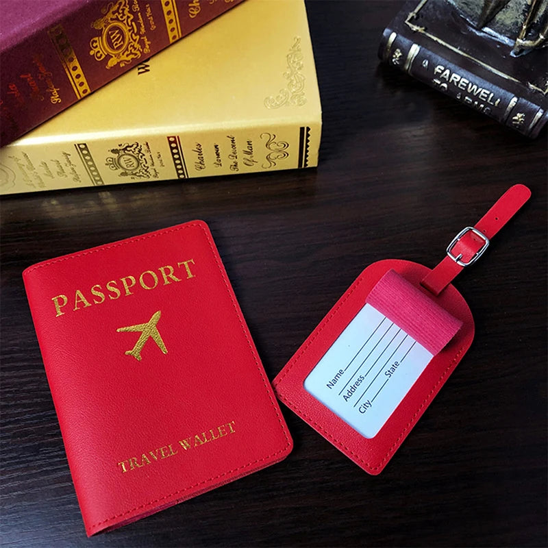 1Pc PU Leather Luggage Tag Travel Suitcase Name ID Label Identifier Bag Tag Travel Accessories