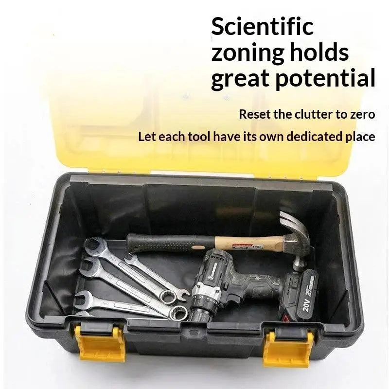 【S】Heavy Duty Thickened Plastic Tool Box With Clear Compartments And Secure Latch Perfect For Home Garage DIY Repair Work