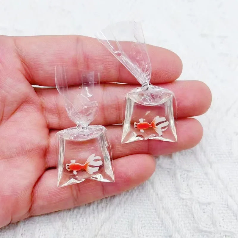 10pcs simulation transparent water bag small fish goldfish carp DIY jewelry accessories keychain pendant earrings accessories