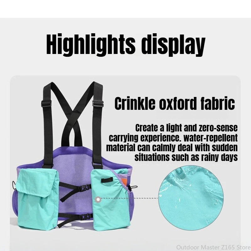 Lightweight Running Hydration Vest Breathable Mesh Oxford Cloth Waterproof Multi-Pocket for Cycling Marathon Outdoor Sports