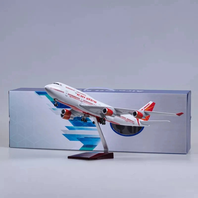 Plastic Model Air India 747 Static Aircraft Model 47cm 1/160 For India Airline Diecast Airplane With Landing Gear Wheels Collect
