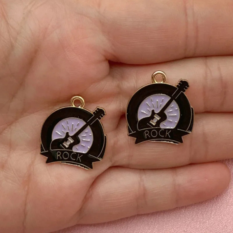 15pcs Alloy Drip Oil Cross border Music Festival Cute Instruments Guitar Notes DIY Accessories Pendant Handmade