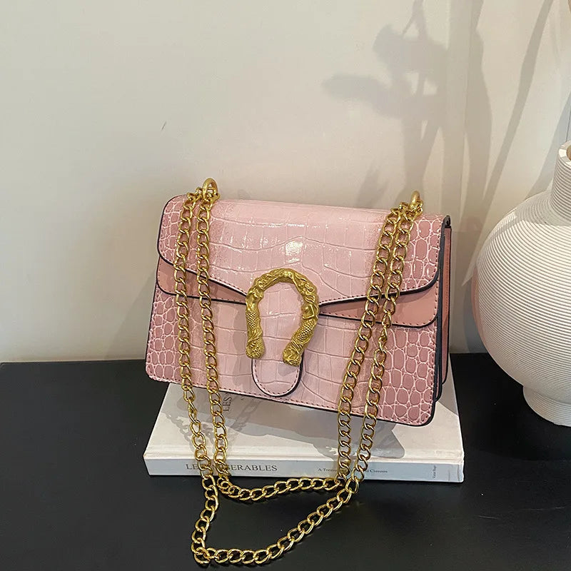 Fashion trend retro printed chain bag popular underarm crossbody shoulder bag