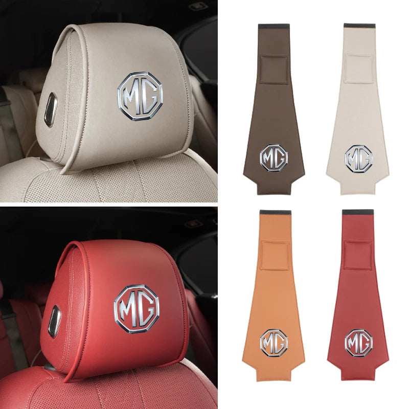 Car Headrest Storage Cover Leather Neck Pillowcase For Morris Garages MG 6 3 5 7 TF ZR ZS HS GS GT Hector RX5 RX8 350 550 Gundam