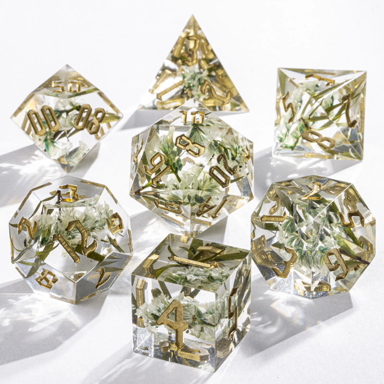 Handmade D&D Polyhedral Dice Set for Dungeons and Dragons, D and D Dice, Sharp Edged Resin D&D Dice Set Gifts, D20 Dice