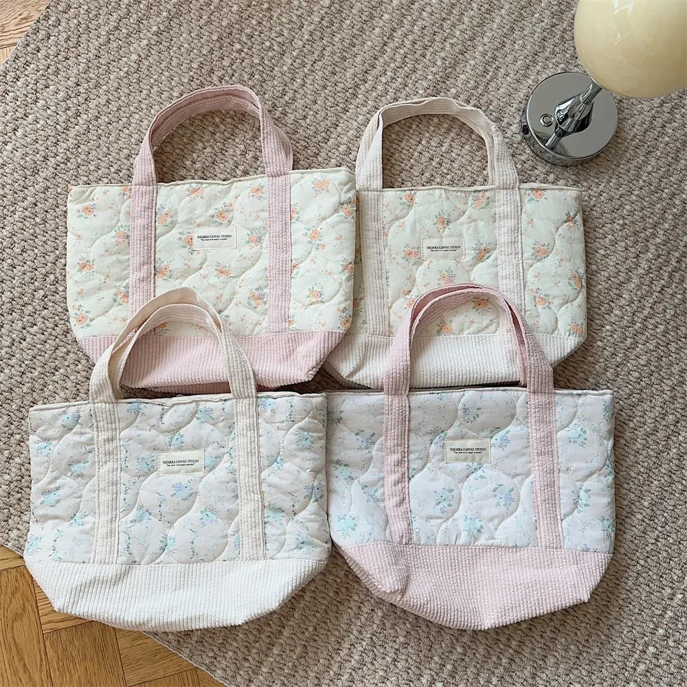 Sweet Floral Women's Bento Handbags Retro Patchwork Ladies Tote Shoulder Bags Retro Flower Female Storage Shopper Bag Purse
