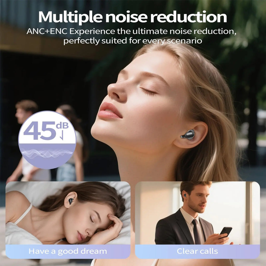 D20 Mini Sleep Earbuds for Side Sleepers | ANC Bluetooth 5.4 48H Battery IP7 Waterproof Hi-Fi Bass ENC Mic.