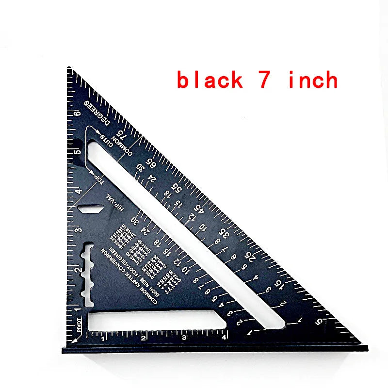 7/12 Inch Aluminum Triangle Ruler, Carpenter Measuring Layout Tool, Square & Metric/Imperial Protractor for Woodworking