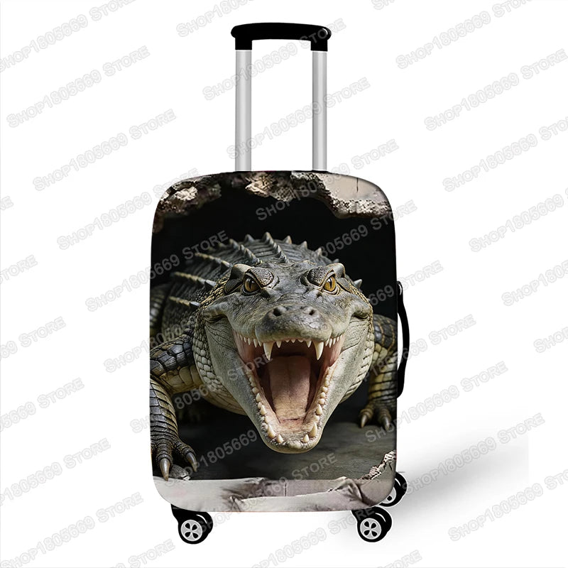 3D Animal Tiger / Lion / Wolf Bursting Through Wall Luggage Cover Elastic Trolley Case Covers Suitcase Protective Cover
