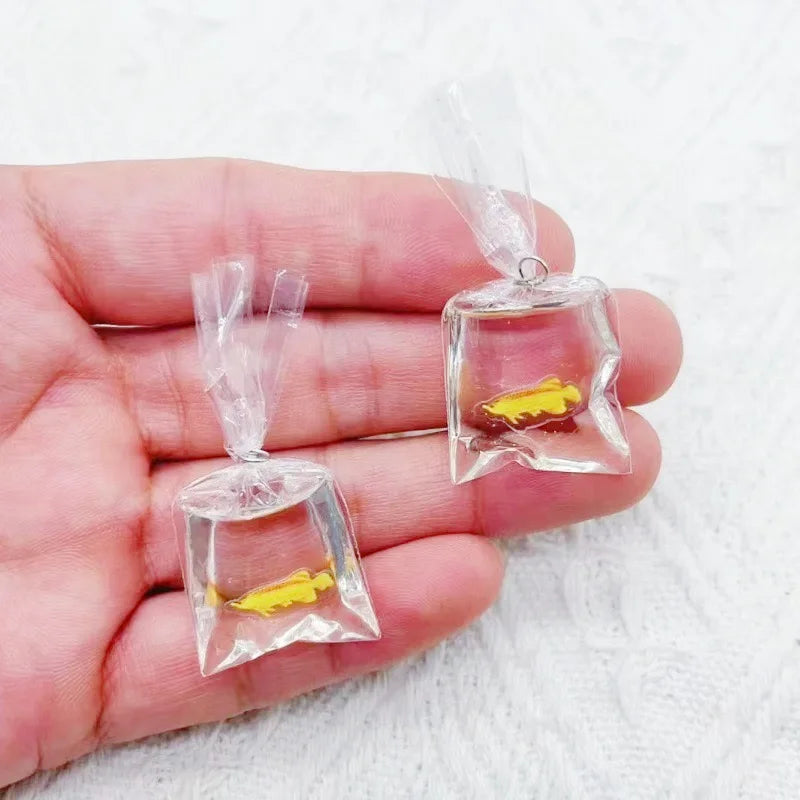 10pcs simulation transparent water bag small fish goldfish carp DIY jewelry accessories keychain pendant earrings accessories