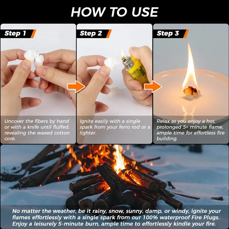 20Pcs Outdoor Mini Portable Fire Starter Camping Survival Practical Waterproof Props Cotton Core Fire Starter