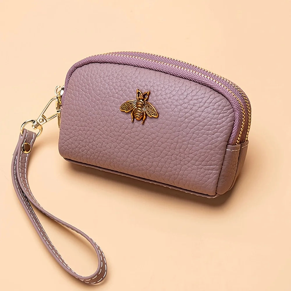 PU soft leather coin purse women 2026 new Korean style fashion minimalist double zipper wristlet women shell handbag
