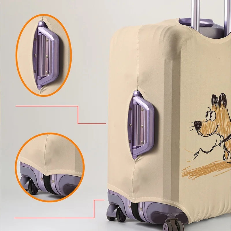 Dog pattern luggage protection cover, suitable for 18-32 inch luggage covers, luggage handle gloves, travel accessories