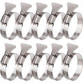 10pcs 304 Stainless Steel Hose Clamp Adjustable Finger Key Clamp Perfect for 6-44mm Pipes Automotive, and Mechanical Application