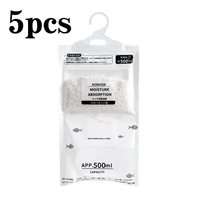 5/10/15Pcs Moisture Absorber Hanging Drying Clothes Dehumidifier Wardrobe Dehumidifier Bag Desiccant Moisture Absorption Bag