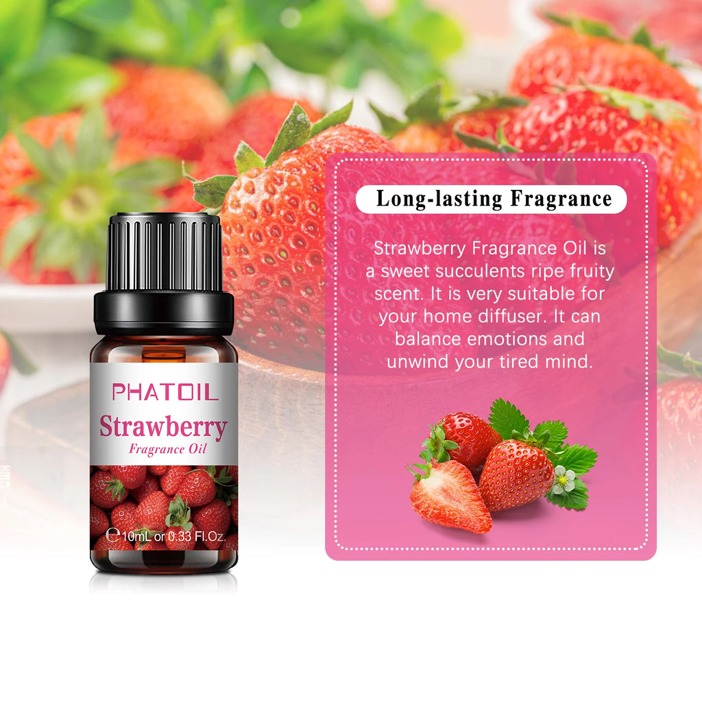 PHATOIL 1/2/6/10pcs 10ml Fruity Fragrance Oil For Aromatherapy Cherry Apple Strawberry Mango Coconut Lemon Fragrance Aroma Oils