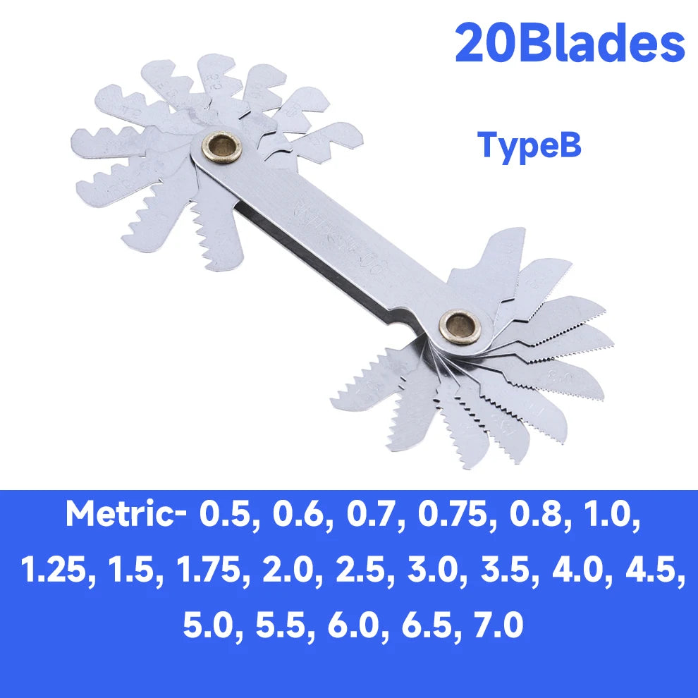 20-58 Blades Screw Pitch Gauge Metric & Imperial & US Screw Meter SAE Whitworth 55/60 Degree Metrisch Thread Measurement Tools