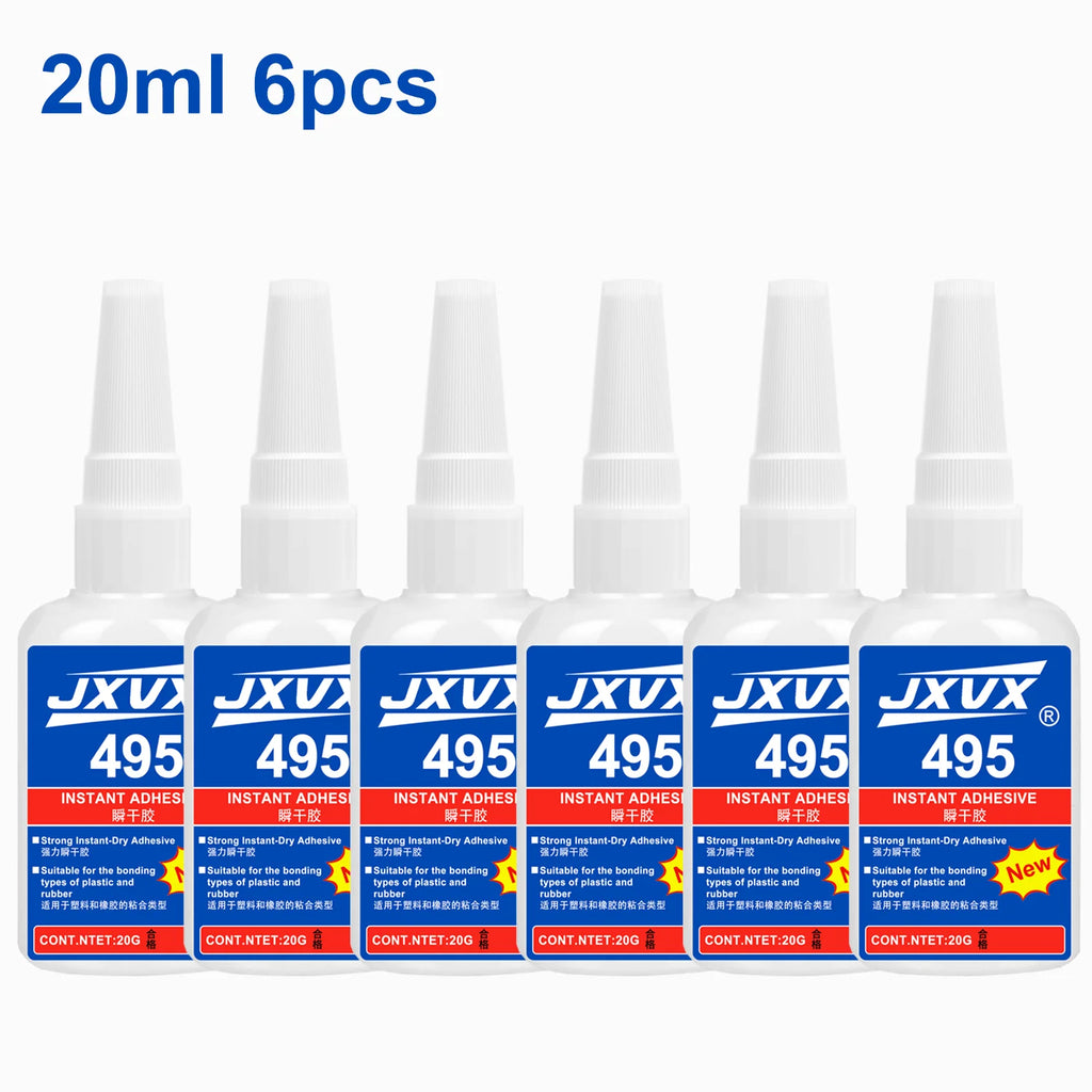 495 Extra Strong Super Glue Instant Quick-Drying Cyanoacrylate Adhesive for Leather Rubber Wood Metal Slime Bond Liquid Glue Too