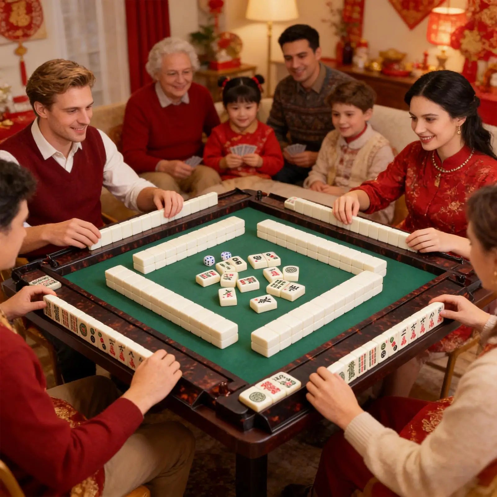 Mahjong Tile Rack 4-Piece Anti-Slip Organizer Tortoiseshell Mahjong Rack Set For Players Seniors Hobbyists Game Room Family