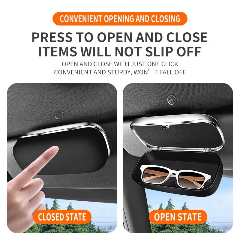 Car Sun Visor Sunglasses Holder Auto Interior Glasses Storage Box Eyeglasses Case Card Ticket Clip Organizer Accessories