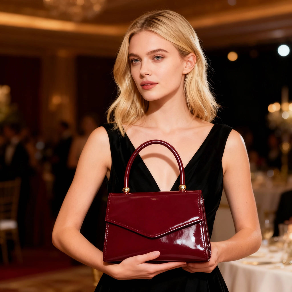 New vintage high-end evening bag with glossy texture, versatile handbag for all kinds of formal party dresses.