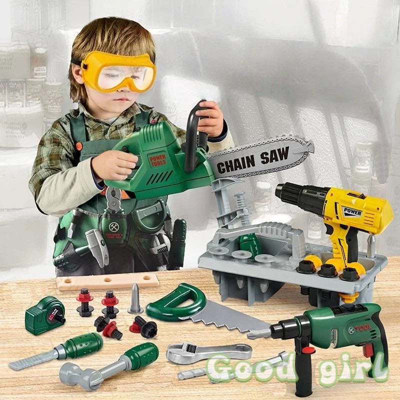 1 Set Toddler Electric Drill Screw Kits Kids Toy Simulation Electric Drill Kit With Real Sounds And Action Construction Tools