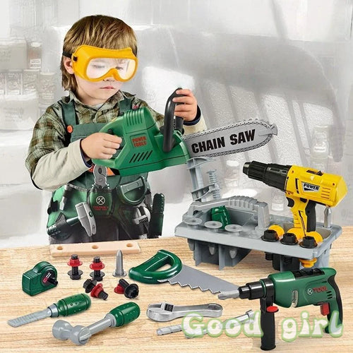 1 Set Toddler Electric Drill Screw Kits Kids Toy Simulation Electric Drill Kit With Real Sounds And Action Construction Tools
