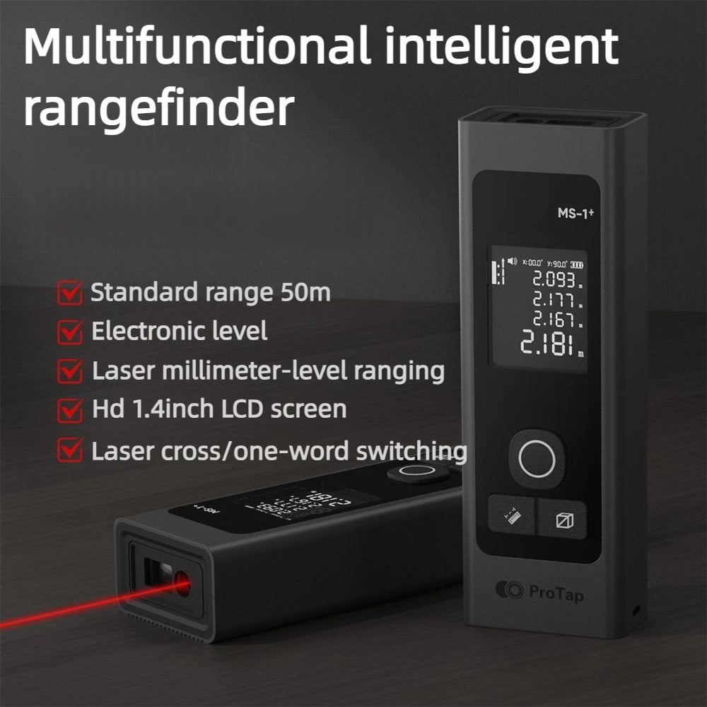 ProTap 60M Mini Smart Laser Distance Meter Measure Infrared Rangefinder USB Charging Portable Handheld Laser Range Finder Tools