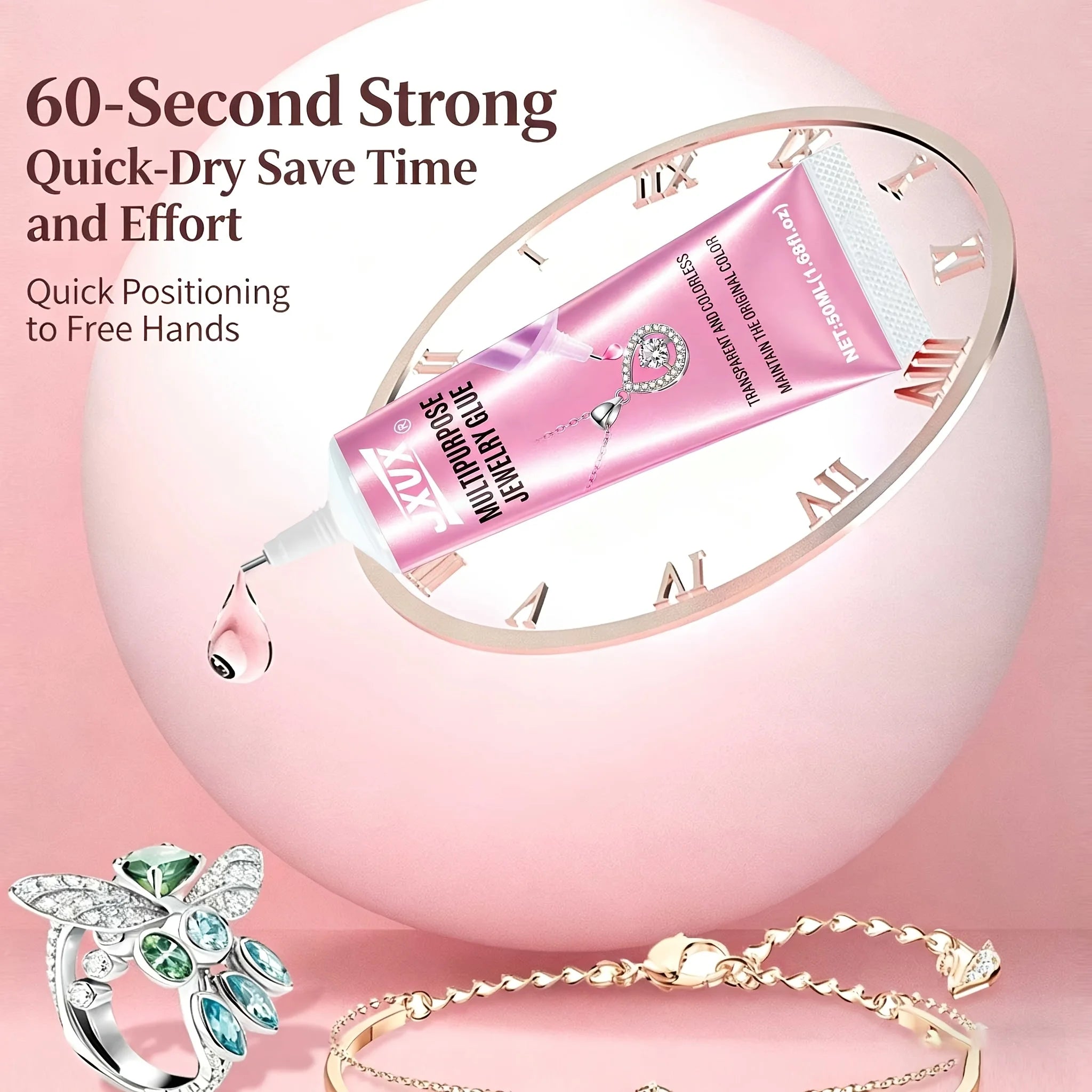 B7000 Jewelry Glue Clear for Rhinestone 50ml/1.68fl.oz Craft Adhesive Glue with Precision Tip B-7000 Multi Function Fabric Glue for Metal Stone Nail Art Jewelry