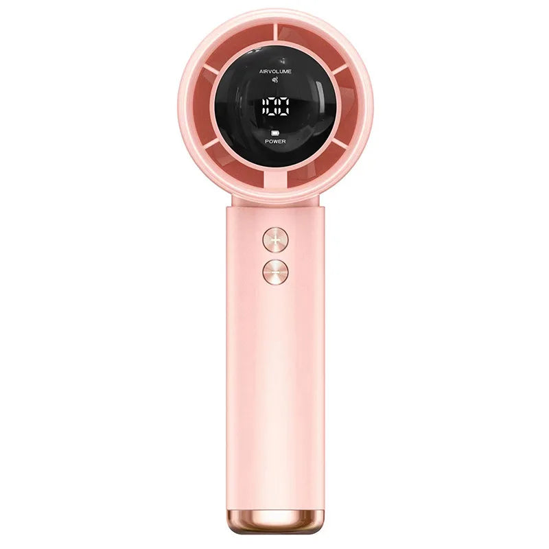 Mini Handheld Turbo Fan 2026 USB Rechargeable Portable Air Cooler LED Display Adjustable Quiet Travel Fan