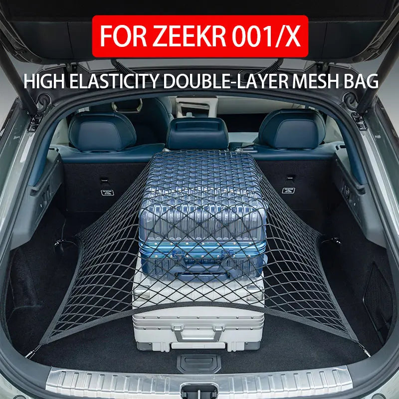 For ZEEKR 001 7X 9X 007 Rear luggage compartment fixed net pocket Mesh bag Car trunk storage and organizing accessories