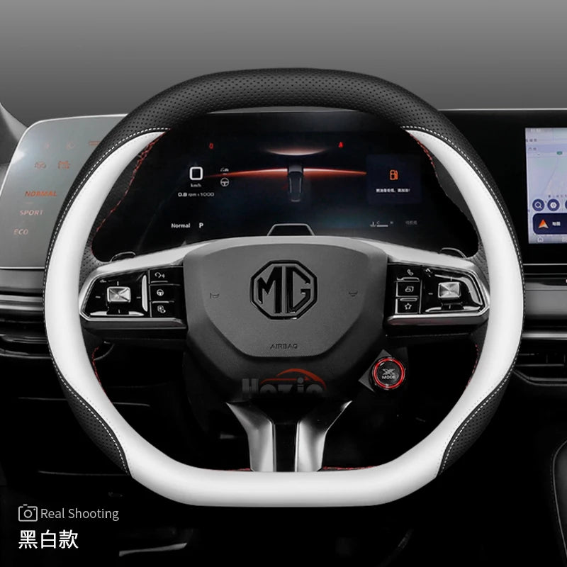 Leather Car Steering Wheel Cover for MG 3 5 One ZX RX5 ZS EHS HS PHEV Luxury Hybrid 2025 2026 Accessories