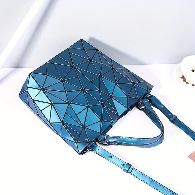 1pcs Women's Matte Geometric Diamond Shoulder Bag Large Capacity Bucket Bag Handbag Diamond Shoulder Bag Crossbody Bag